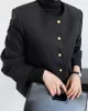 Buttoned Solid Color Long Sleeves Loose Round-Neck Outerwear