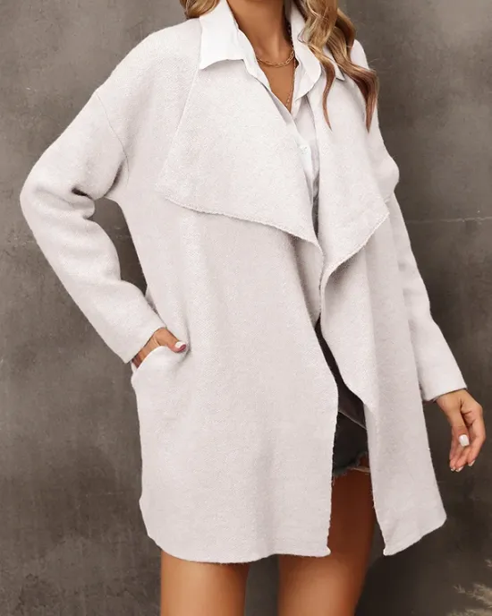 Solid Color Batwing Sleeves Long Sleeves Lapel Outerwear