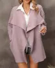 Solid Color Batwing Sleeves Long Sleeves Lapel Outerwear