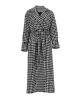 Houndstooth Split-back Split-Joint Tied Waist Long Sleeves Loose Lapel Trench Coats