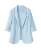 Solid Color Split-Side Sun Protection Long Sleeves Loose Notched Collar Outerwear Blazer