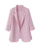 Solid Color Split-Side Sun Protection Long Sleeves Loose Notched Collar Outerwear Blazer