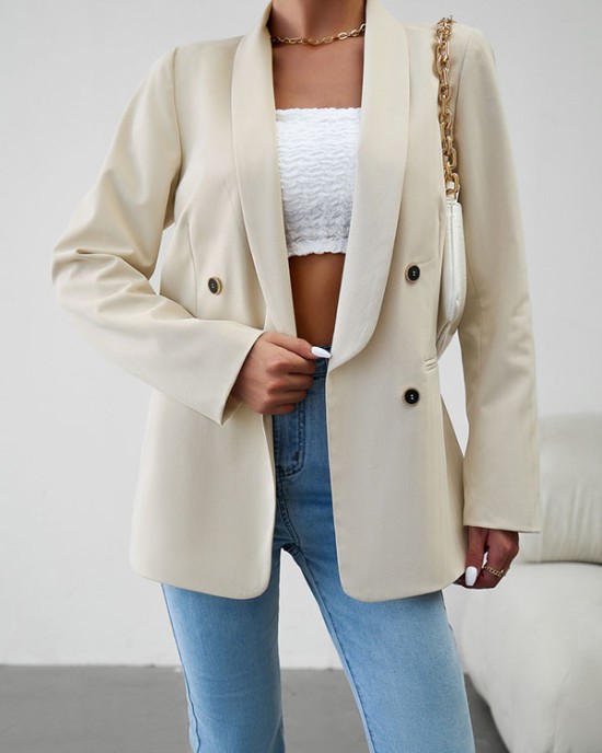 Split-Joint Long Sleeves Loose Lapel Outerwear Blazer