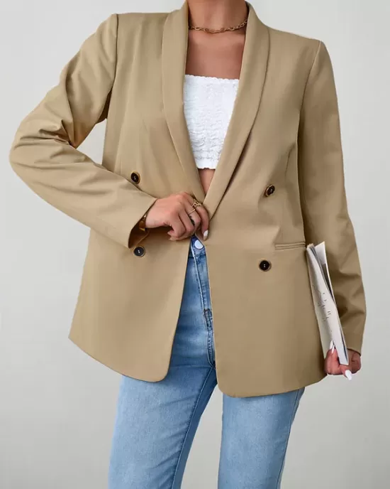 Split-Joint Long Sleeves Loose Lapel Outerwear Blazer