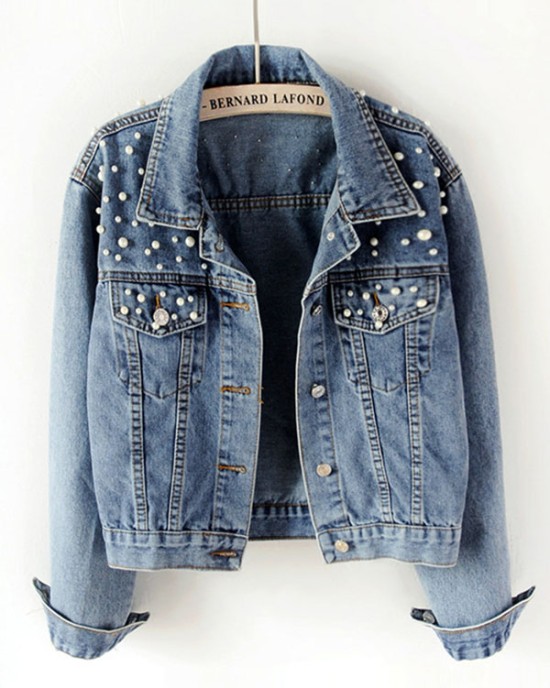 Denim Split-Joint Long Sleeves Lapel Jackets