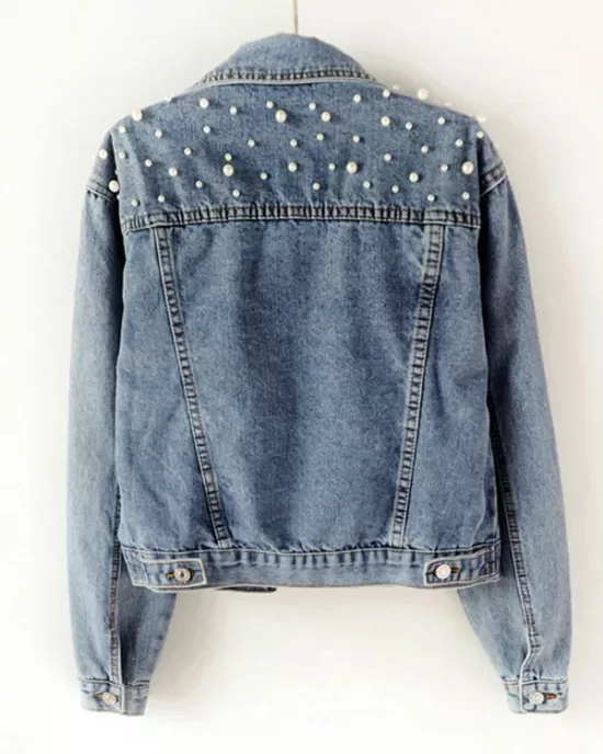 Denim Split-Joint Long Sleeves Lapel Jackets