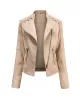 Split-Joint Zipper Long Sleeves Mock Neck Outerwear PU Jackets