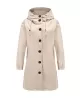 Buttoned Drawstring Elasticity Hooded Pockets Split-Back Waterproof Long Sleeves Loose High-Neck Trench Coats