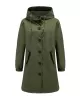 Buttoned Drawstring Elasticity Hooded Pockets Split-Back Waterproof Long Sleeves Loose High-Neck Trench Coats