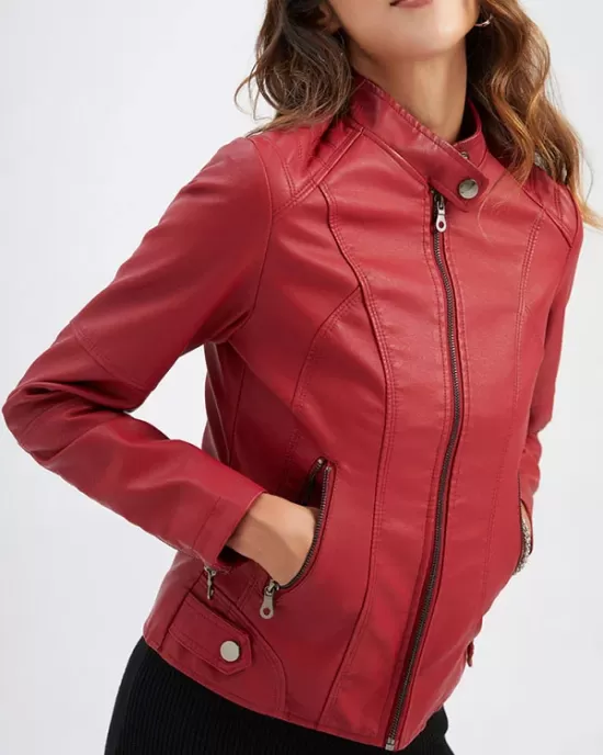 Buttoned Pockets Zipper Long Sleeves Plus Size Stand Collar Outerwear Jackets