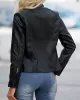 Buttoned Pockets Zipper Long Sleeves Plus Size Stand Collar Outerwear Jackets