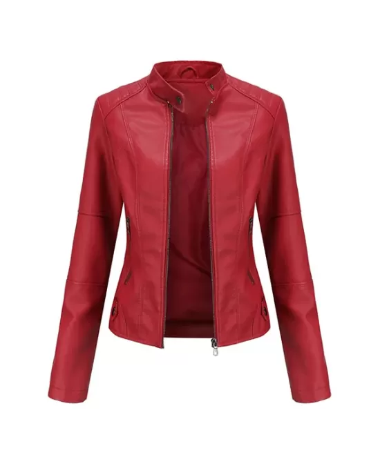 Buttoned Pockets Zipper Long Sleeves Plus Size Stand Collar Outerwear Jackets