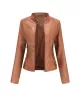 Buttoned Pockets Zipper Long Sleeves Plus Size Stand Collar Outerwear Jackets