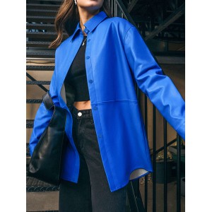 Solid Color Split-Joint Long Sleeves Loose Lapel Outerwear Jackets