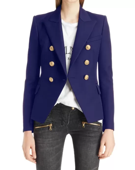 Buttoned Long Sleeves Notched Collar Outerwear Blazer