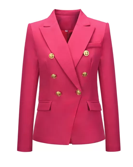 Buttoned Long Sleeves Notched Collar Outerwear Blazer