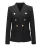 Buttoned Long Sleeves Notched Collar Outerwear Blazer