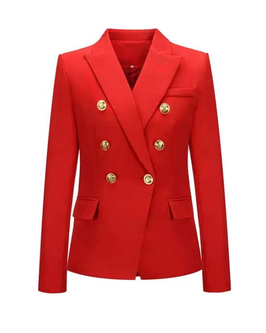 Buttoned Long Sleeves Notched Collar Outerwear Blazer