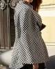 Houndstooth Tied Waist Batwing Sleeves Long Sleeves Stand Collar Outerwear Cape