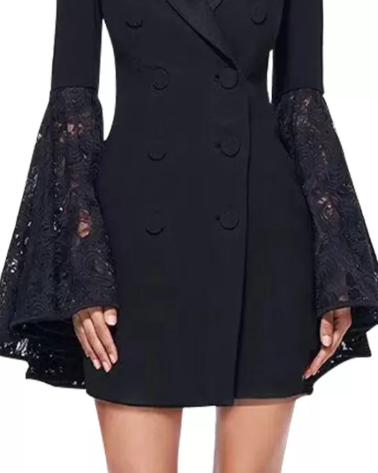 Asymmetric Buttoned Solid Color Split-Joint Flared Sleeves Long Sleeves Notched Collar Outerwear Blazer