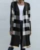 Plaid Long Sleeves Loose Collarless Outerwear