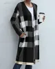 Plaid Long Sleeves Loose Collarless Outerwear