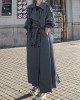 Buckle Buttoned Split-Back Tied Waist Long Sleeves Loose Lapel Trench Coats Outerwear