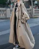 Buckle Buttoned Split-Back Tied Waist Long Sleeves Loose Lapel Trench Coats Outerwear