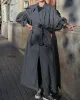 Buckle Buttoned Split-Back Tied Waist Long Sleeves Loose Lapel Trench Coats Outerwear