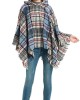 Fringed Hooded Keep Warm Plaid Shawl&Cloak Cape