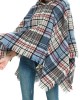 Fringed Hooded Keep Warm Plaid Shawl&Cloak Cape