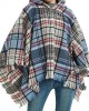 Fringed Hooded Keep Warm Plaid Shawl&Cloak Cape