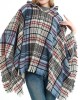 Fringed Hooded Keep Warm Plaid Shawl&Cloak Cape