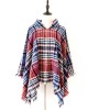 Fringed Hooded Keep Warm Plaid Shawl&Cloak Cape