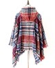 Fringed Hooded Keep Warm Plaid Shawl&Cloak Cape