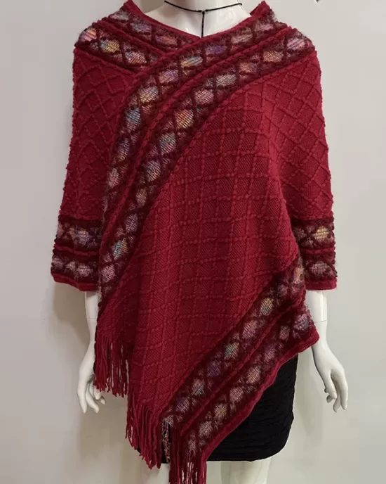 Asymmetric Tasseled Loose V-Neck Shawl&Cloak Cape