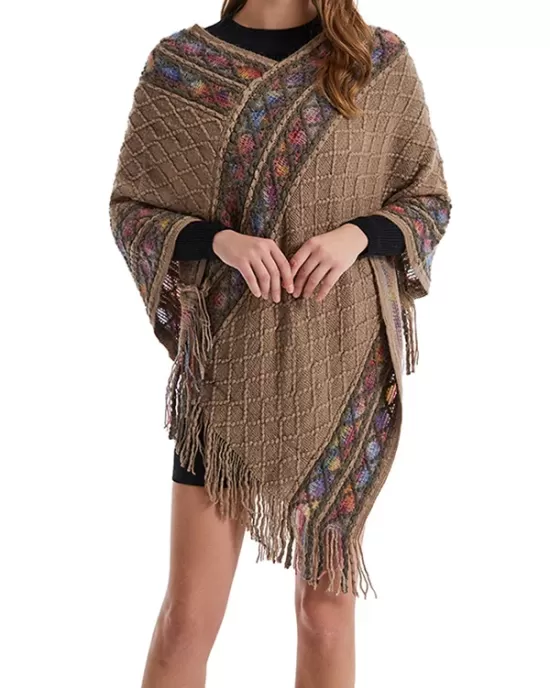 Asymmetric Tasseled Loose V-Neck Shawl&Cloak Cape