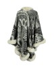 Jacquard Keep Warm Velvet Long Sleeves Loose Collarless Shawl Cape