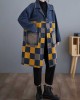 Buttoned Fringed Plaid Pockets Split-Joint Long Sleeves Loose Notched Collar Denim Outerwear