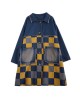 Buttoned Fringed Plaid Pockets Split-Joint Long Sleeves Loose Notched Collar Denim Outerwear