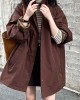 Pockets Solid Color Long Sleeves Loose Stand Collar Trench Coats Outerwear