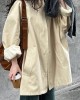 Pockets Solid Color Long Sleeves Loose Stand Collar Trench Coats Outerwear