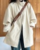 Pockets Solid Color Long Sleeves Loose Stand Collar Trench Coats Outerwear