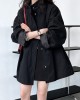 Pockets Solid Color Long Sleeves Loose Stand Collar Trench Coats Outerwear