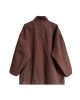 Pockets Solid Color Long Sleeves Loose Stand Collar Trench Coats Outerwear