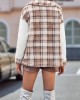 Buttoned Plaid Split-Joint Velvet Long Sleeves Loose Lapel Outerwear