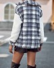 Buttoned Plaid Split-Joint Velvet Long Sleeves Loose Lapel Outerwear