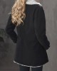 Buttoned Pockets Velvet Long Sleeves Loose Notched Collar Outerwear