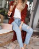 Pockets Solid Color Split-Joint Velvet Long Sleeves Loose Collarless Outerwear