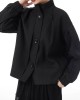 Buttoned Elasticity Pleated Long Sleeves Loose Stand Collar Outerwear Jackets